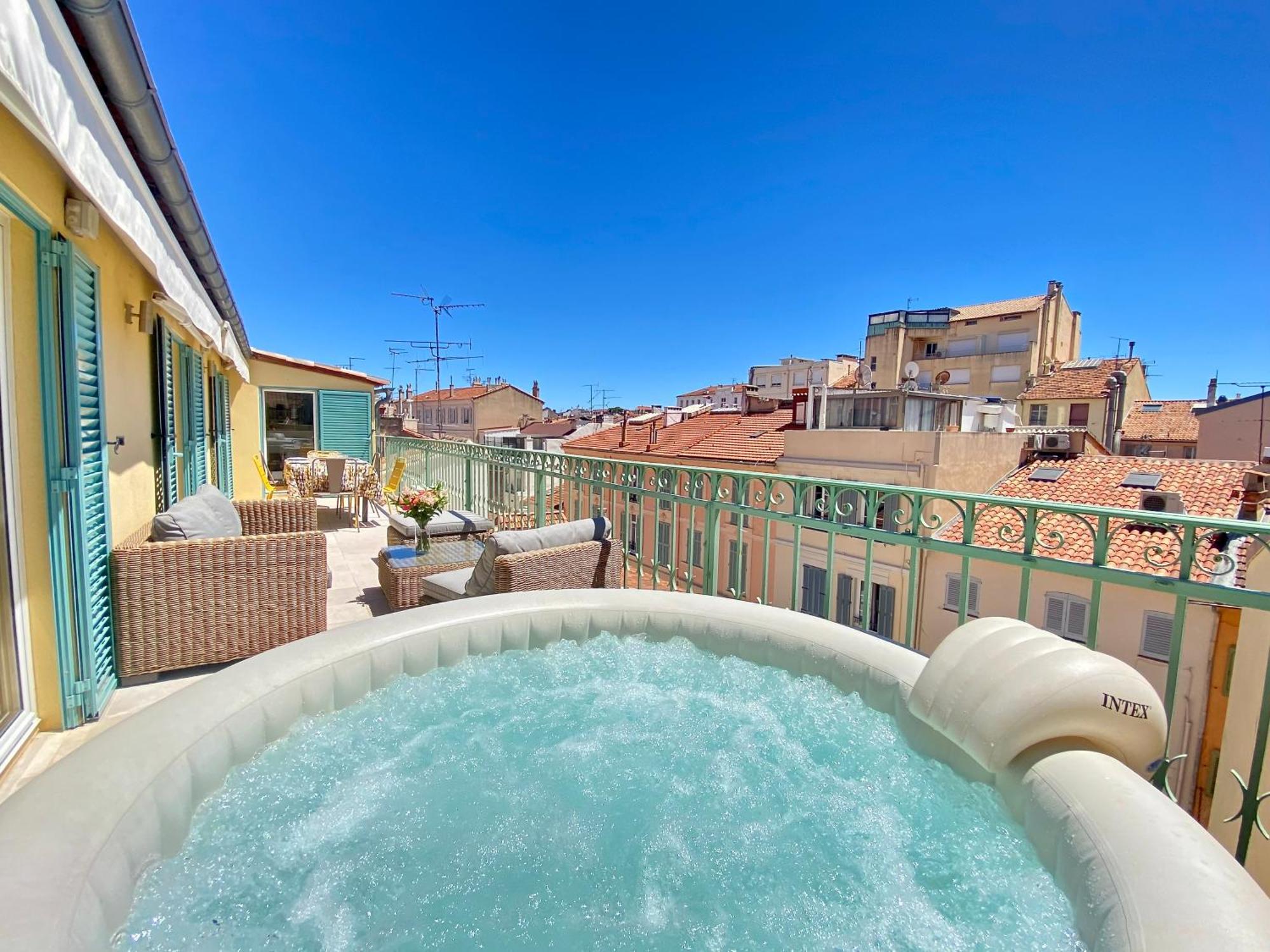 Luxury "Les Toits Du Soleil" - Magnifique Appartement Avec Terrasses Et Jacuzzi - Centre De Cannes - By Scls Locations Exterior foto